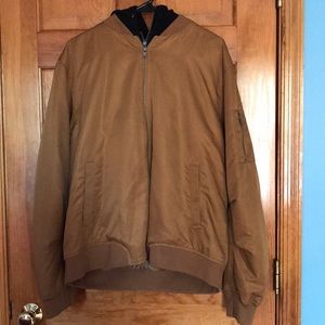 Men’s Forever 21 Gold/tan black hooded bomber
